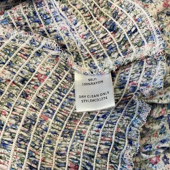 Edit by Nine puff sleeve smocked mini dress NWT blue floral - Picture 12 of 13